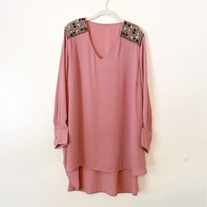 Melissa McCarthy Seven7 Hi Lo Beaded Blouse